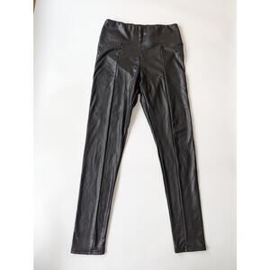 Saks Fifth Avenue Faux Leather Pleather Black Pants Leggings High Rise S/M